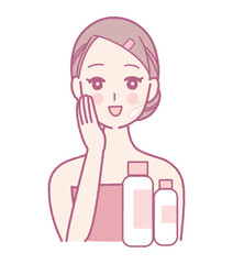 スキンケアをする女性