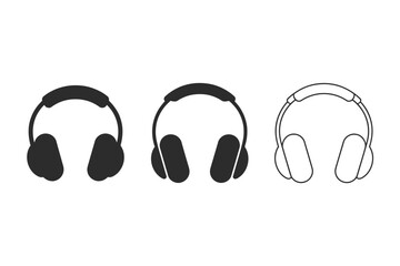 Three headphones in different styles and colors
