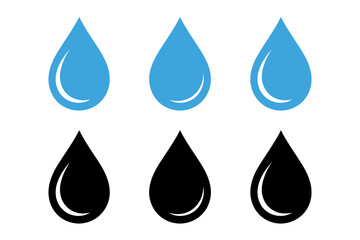 Illustration of blue and black water droplet icons