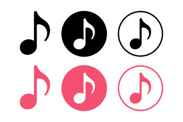 Musical notes in various styles and color schemes