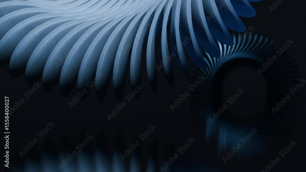 Poster abstract background with motion graphics of blue gradient spiral in dark shades . 3d rendering of bl