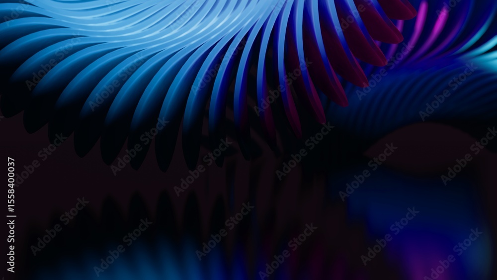 Fototapete cool modern dark abstract background of blurred graphics of blue and pink gradient spiral waves in s