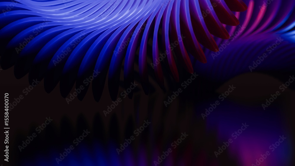 Poster cool modern dark abstract background of blurred graphics of blue and purple gradient spiral waves in