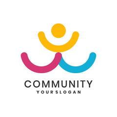Colorful community logo with abstract human figures forming a symbol of unity