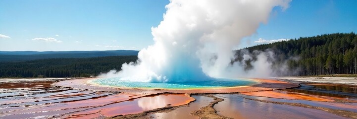 Breathtaking Eruption of Old Faithful Geyser in Yellowstone National Park A Stunning Display of Geothermal Power