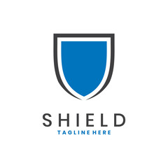 Minimalist blue shield logo with lines for security and protection branding
