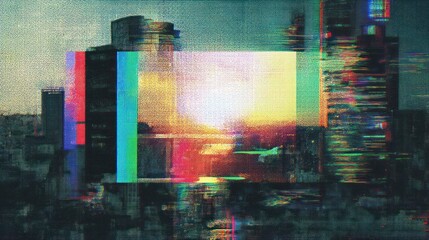 Naklejka premium Retro music album cover mockup with glitch grain texture
