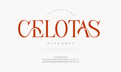 Decorative serif font with dramatic contrast and sharp terminals. Suited for luxury branding and editorial headlines
