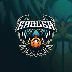 Eagle mascot logo design vector with modern illustration concept style for badge, emblem and t shirt printing. Eagle basketball illustration.