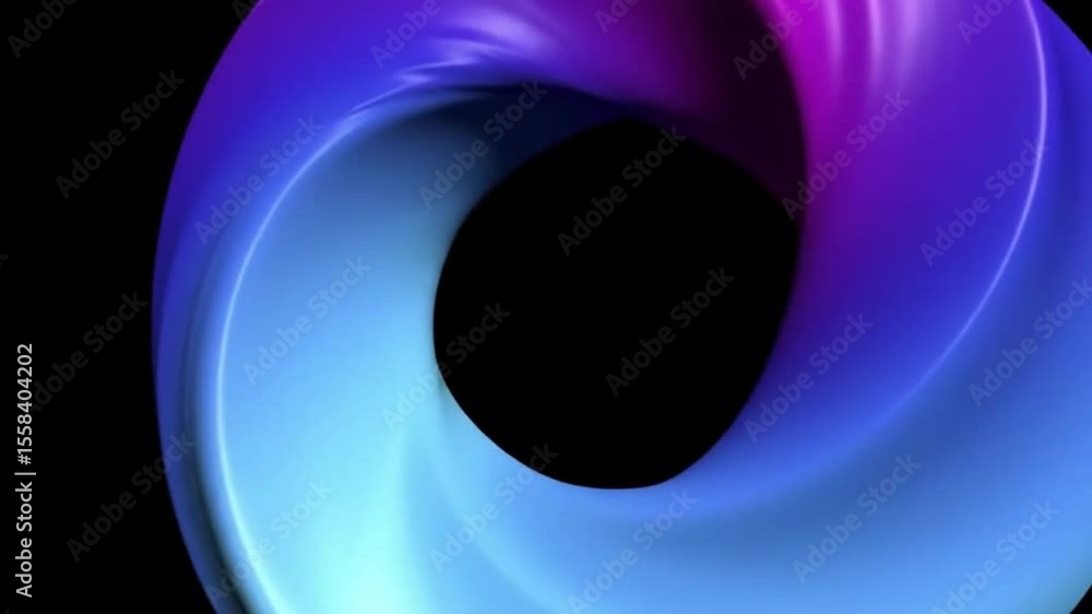 Aufkleber abstract torus animation: gradient colors smooth surface and dynamic rotation on black background.
