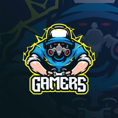 Gamer mascot logo design vector with modern illustration concept style for badge, emblem and t shirt printing. Gamer illustration for sport and esport team.