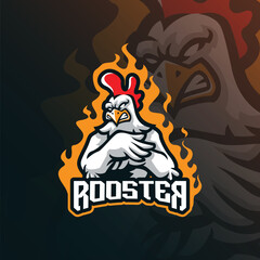 Rooster mascot logo design vector with modern illustration concept style for badge, emblem and t shirt printing. Angry rooster illustration.