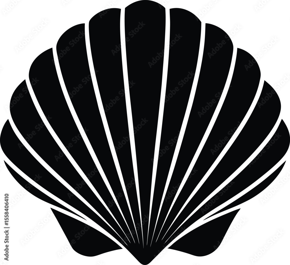 Poster vector art of elegant seashell isolated on white background with radiating lines design