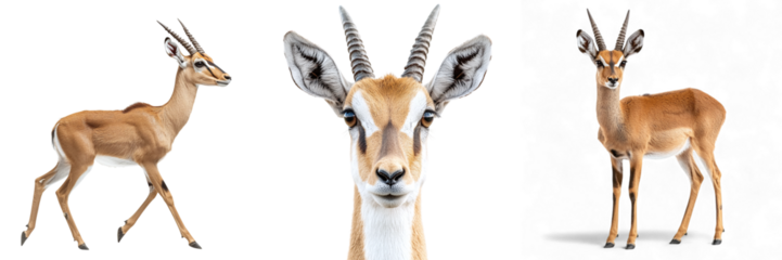 Set of antelopes isolated on transparent background PNG