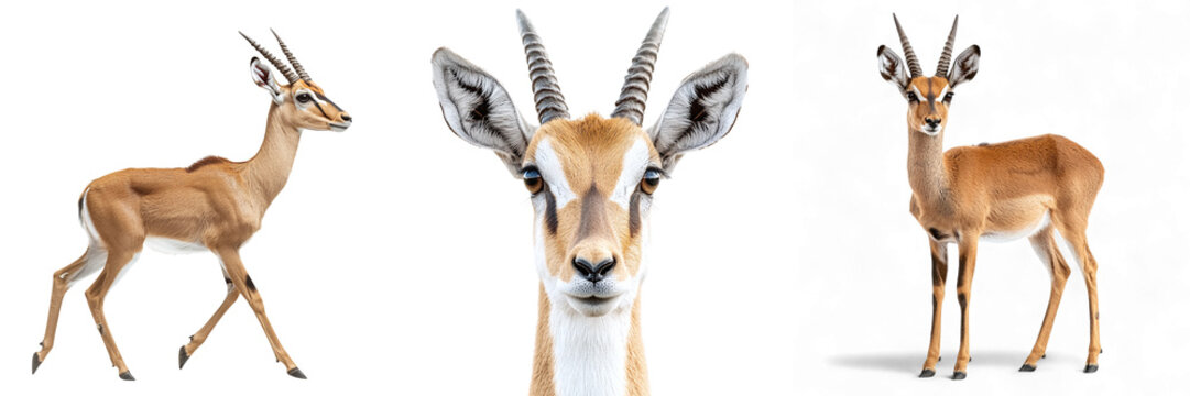 Set of antelopes isolated on transparent background PNG