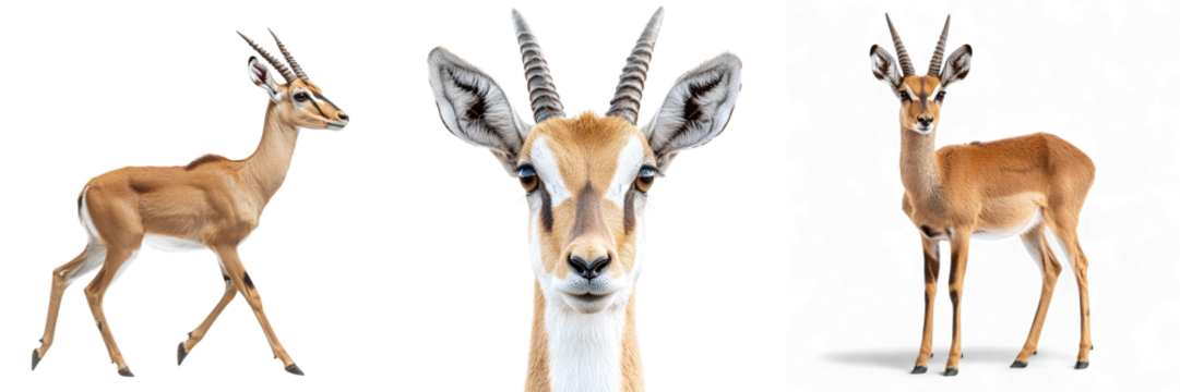 Set of antelopes isolated on transparent background PNG