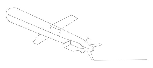 continuous line missile illustration vector design eps 2