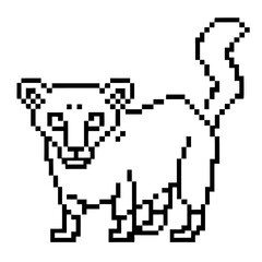Fototapeta premium Pixelated fossa standing in a simple design with tail raised in a playful manner