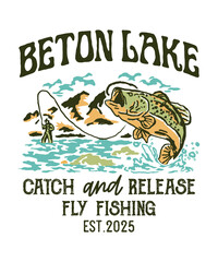 vintage artwork graphic for outdoor, fishing, adventure, summer, and vintage car t-shirt design.