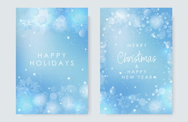 Abstract vector illustration, blue gradient with snowflakes. Christmas greetings, Modern invitation design, advertising, promotions, announcements, cards, promotions.