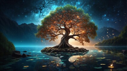Glowing Tree Guards the Enchanted Lake