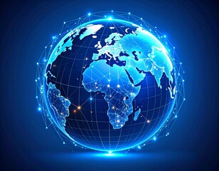 Holographic Earth Globe with Glowing Network Grid