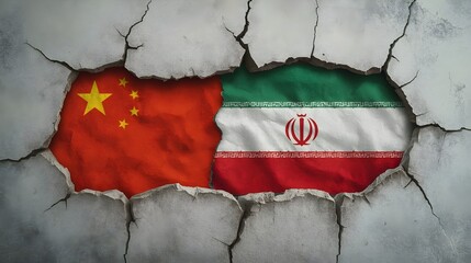 China’s Relations With the iran  animation waving flag