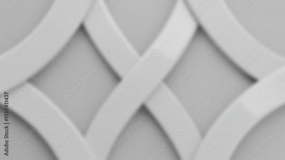 Poster interwoven curved white bands create a repeating pattern with diamond shaped negative spaces set aga