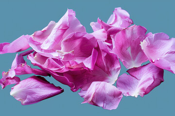 Pink rose petals scattered flying delicate