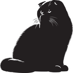 Scottish Fold Cat Vector in black and white