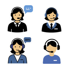 Call Center Support Team Icon Collection