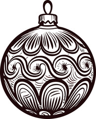 Obraz premium Hand drawn ornate christmas tree ornament illustration with intricate swirl and floral patterns
