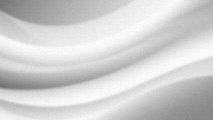 Abstract flowing fabric with soft undulating folds in shades of white and gray creating a smooth elegant texture