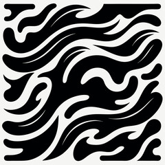 Abstract Black and White Fluid Wave Pattern Design