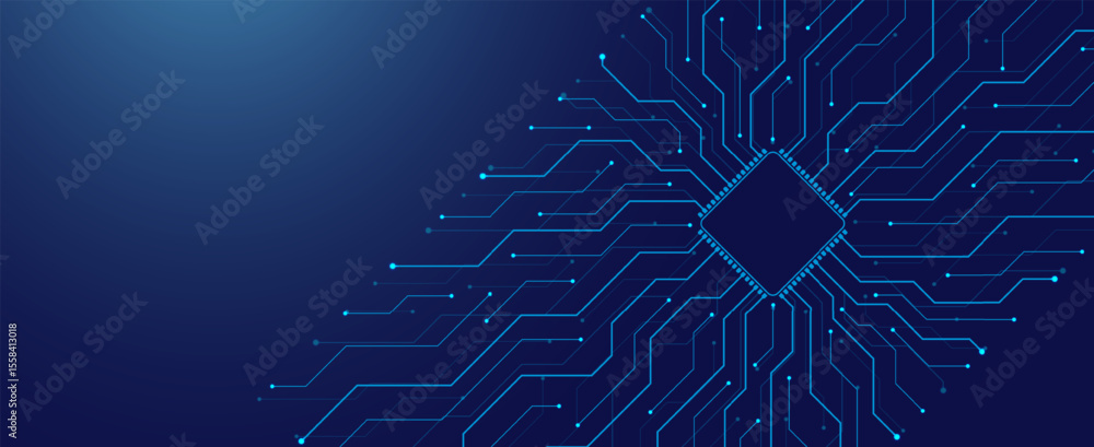 Aufkleber Motherboard technology abstract texture design. Creative idea AI banner concept for internet technology. Software coding. Digital concept for poster, cover, banner, header, web, presentation template.