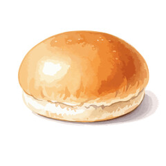 Burger Bun isolated in a transparent PNG background – watercolour art