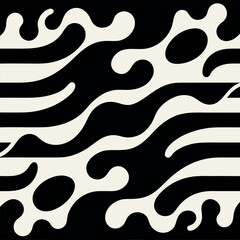 Abstract Black and White Organic Wave Pattern Design