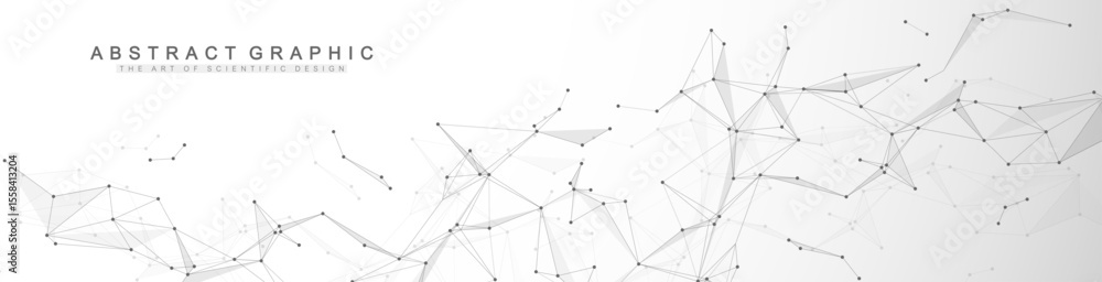 Aufkleber Abstract tech network connection dots. Digital technology and big data analysis background. White background with plexus lines. Geometric background with abstract mesh