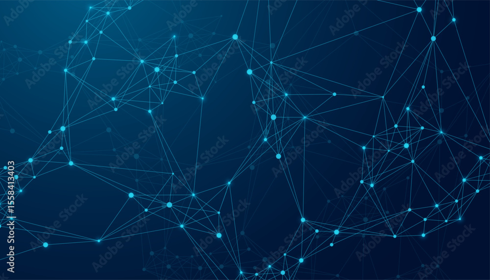 Aufkleber Abstract tech network connection dots. Digital technology and big data analysis background. White background with plexus lines. Geometric background with abstract mesh