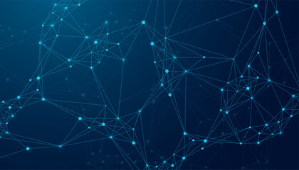 Abstract tech network connection dots. Digital technology and big data analysis background. White background with plexus lines. Geometric background with abstract mesh