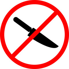 forbidden to carry knifes sign. no knife allowed. No knives stickers. no knife sign. no knife zone