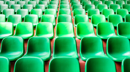 Fototapeta premium Vibrant green seating arrangement in a modern stadium creates a striking visual impact