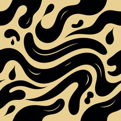 Abstract Beige and Black Liquid Swirl Pattern Background Design