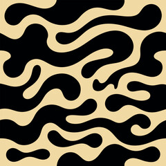 Abstract Black and Beige Organic Wave Pattern Background Texture