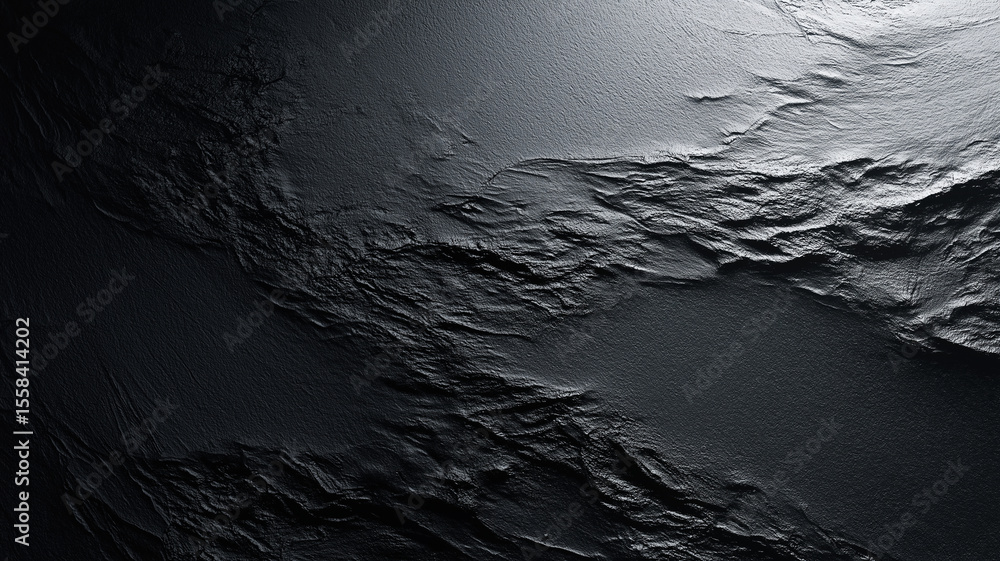 Aufkleber Matte black minimal background with textured surface, creating dramatic and abstract visual effect. lighting highlights intricate details and depth of texture