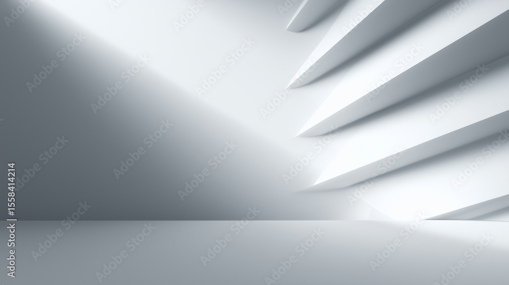 Aufkleber Minimalist white background with soft gradient shadows and geometric lines creates modern and abstract visual