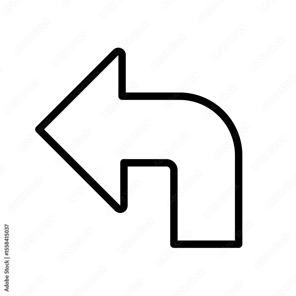 Poster left arrow linear icon. symbolizing guidance. directional sign. turning left. backward sign. interfa