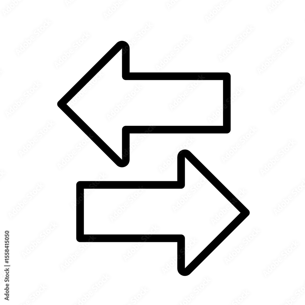 Poster switch arrow linear icon. symbol of interaction, exchange. double arrow. opposite direction. swap si