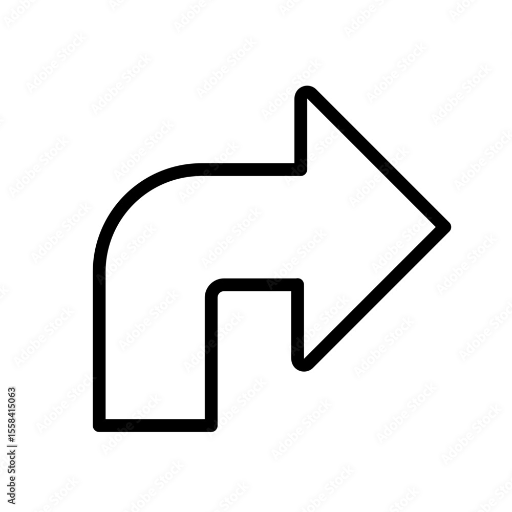 Poster right arrow linear icon. symbolizing forward progress. directional sign. turning right. interface sy
