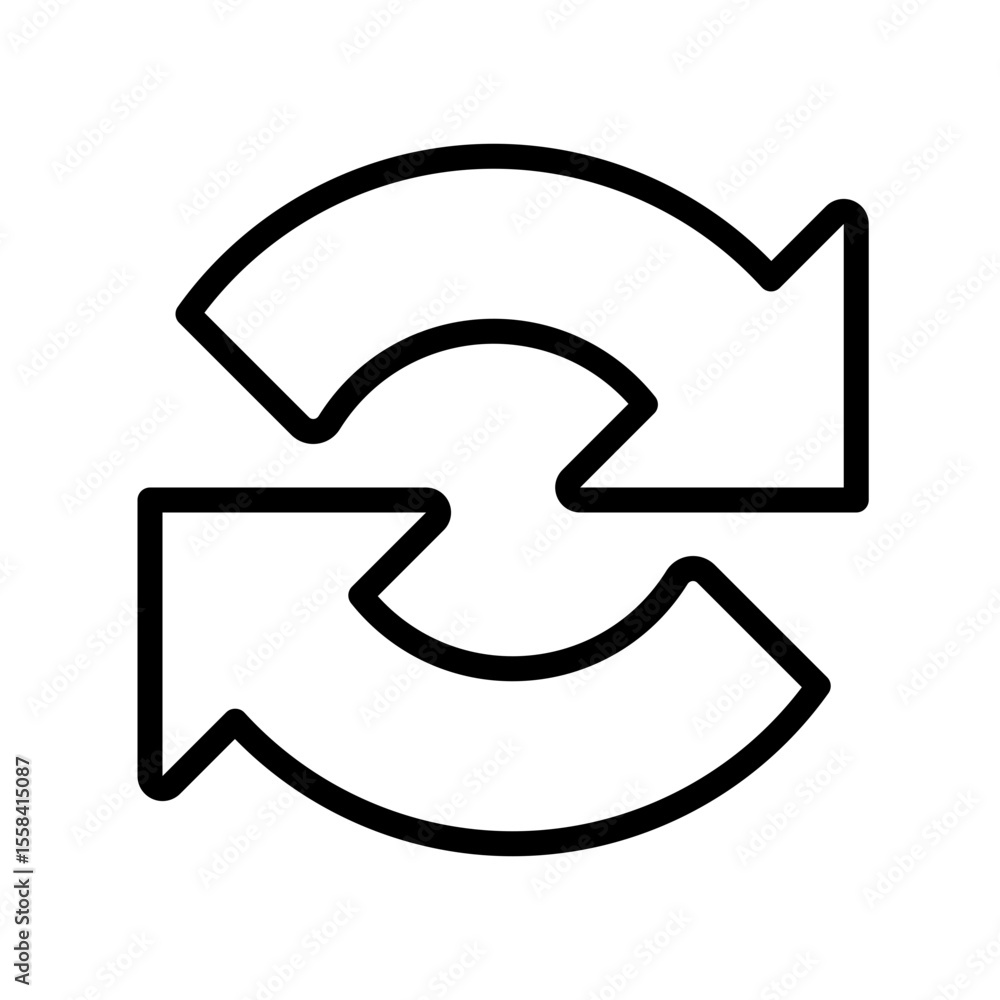 Poster Repeat linear icon. Circular arrows. Synchronization. System update. Automation and processing. Loading. Thin line illustration. Contour symbol. Vector outline drawing. Editable stroke